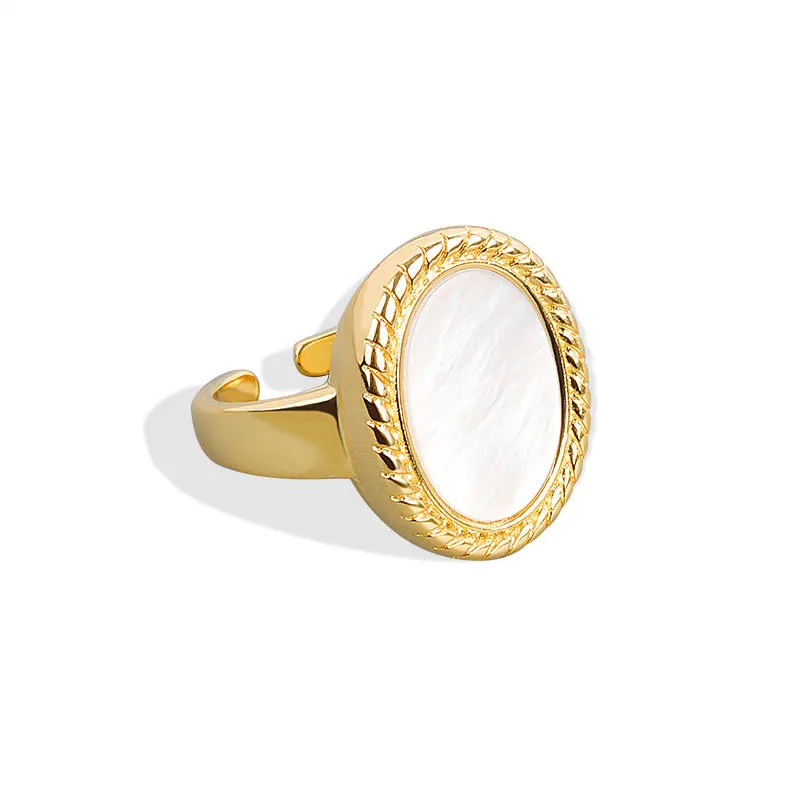 Женские круглые кольца из нержавеющей стали с опалом геометрическое Ювелирное