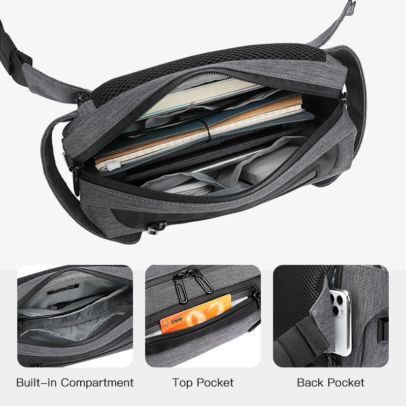 Поясная Сумка OZUKO для мужчин, многофункциональная Водонепроницаемая нагрудная сумка для улицы, с USB-зарядкой, саквояж кросс-боди для подрост... от AliExpress WW