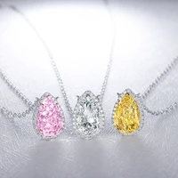 pirmiana 925 sterling silver 3 0ct pear shape simulated diamond necklace cz gemstone fashion jewelry