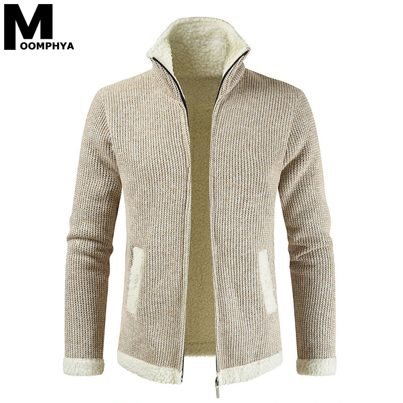 Зимний вязаный кардиган на молнии водолазка мужской свитер с длинным рукавом