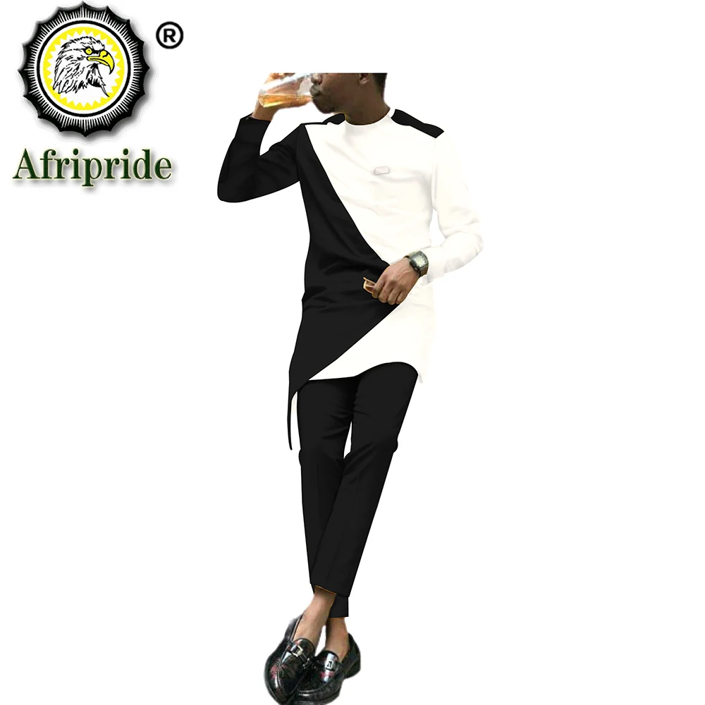 

Африканская традиционная одежда для мужчин, рубашки Дашики, костюм с брюками, этническая одежда, костюм из короткого топа и брюк, S2016041