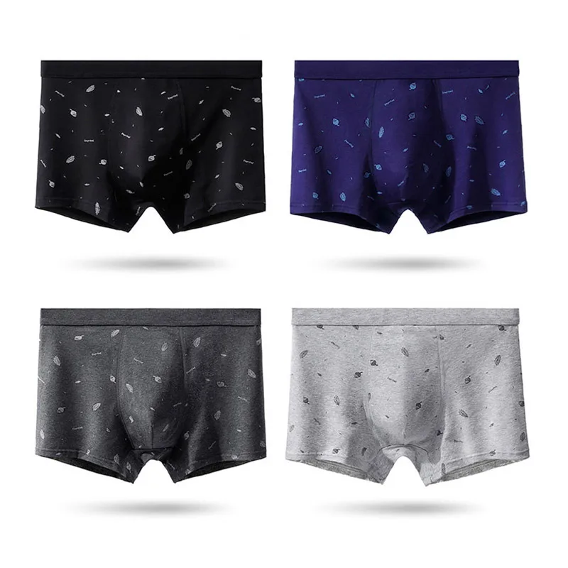 4Pcs/Lot Men's Underwear Flat Angle Men's Underwear Cotton Shorts Sexy Solid Color Breathable Underwear Man