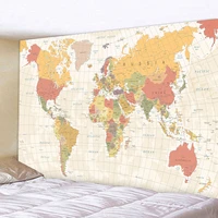 wall decor world wall map high definition map fabric wall hanging tapestry decor retro map letter polyester table cover yoga