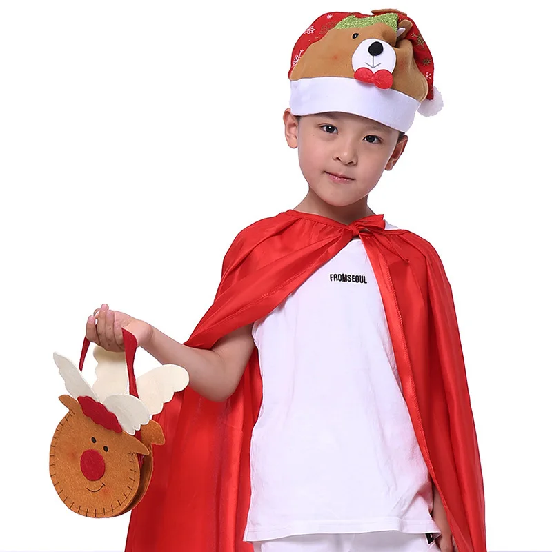 DM COS/Рождественская Детская сумка для конфет шапка Санты головной убор