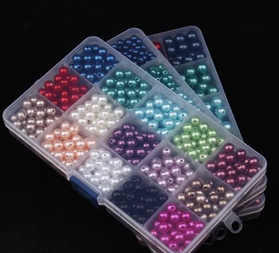 

6/8/10mm mix Acrylic Spacer Beads Imitation Pearls Round Loose Beads For Jewelry Making DIY Garment Pearls Beads box