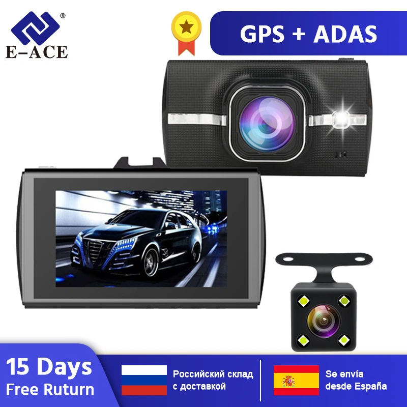 E ACE Автомобильный видеорегистратор с gps трекером Full HD 1080 P ADAS LDWS камера ночного