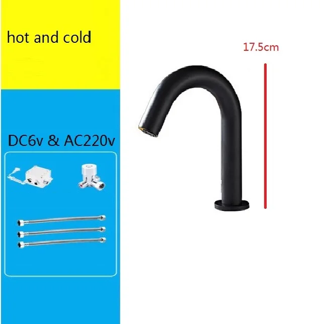 17 DC6 AC220 HOT MTTUZK черный датчик, автоматический крановый Inflrared датчик ручной сенсорный свободный кран горячей холодной смеситель сенсор краны torneira banheiro - Цвет: 17 DC6 AC220 HOT