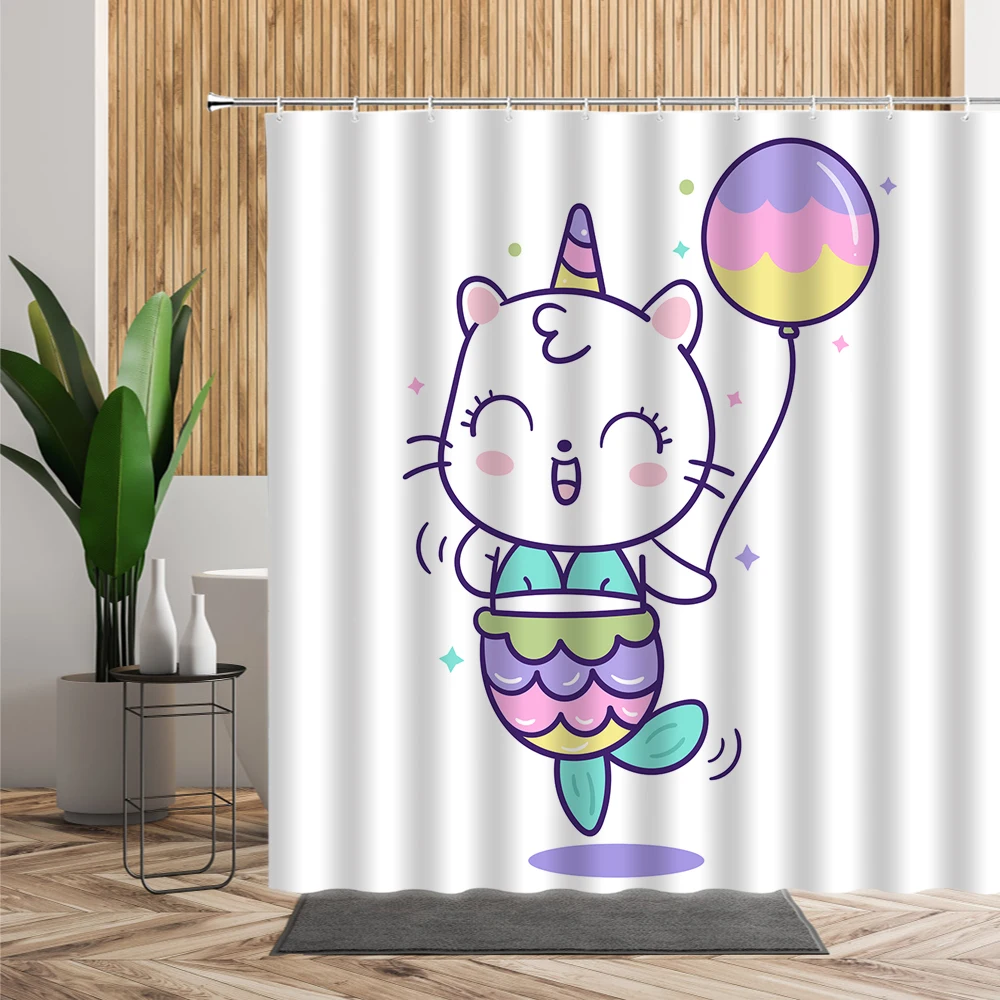 

Childrens Cute Cartoons Animal Waterproof Shower Curtain Creativity Dinosaur Tortoise Bird Cat Bathroom Decoration Bath Curtains