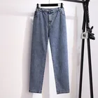 Женские весенне-летние джинсы размера плюс 6XL 150 кг, Свободные повседневные джинсовые брюки МОМ, уличная одежда бойфренда, джинсовые брюки