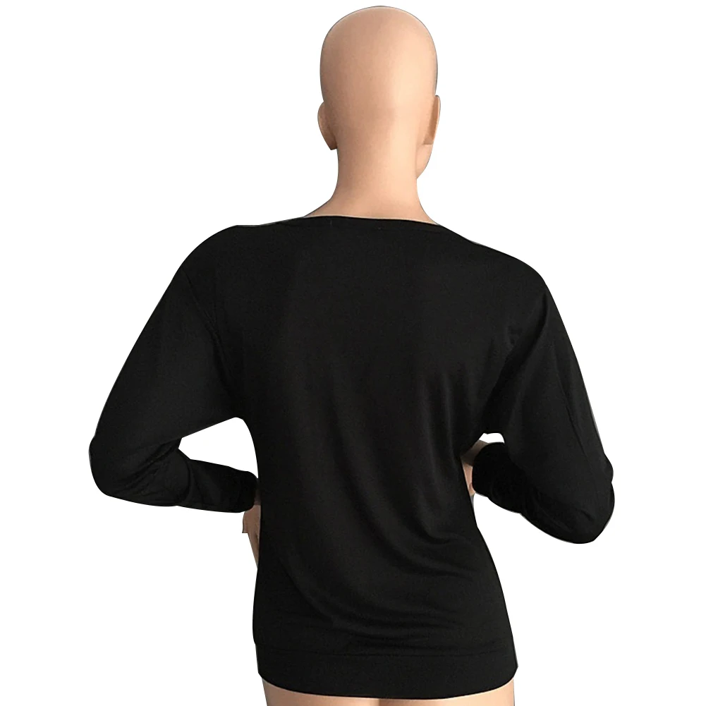 Модная Женская весенне осенняя футболка повседневный однотонный хлопковый