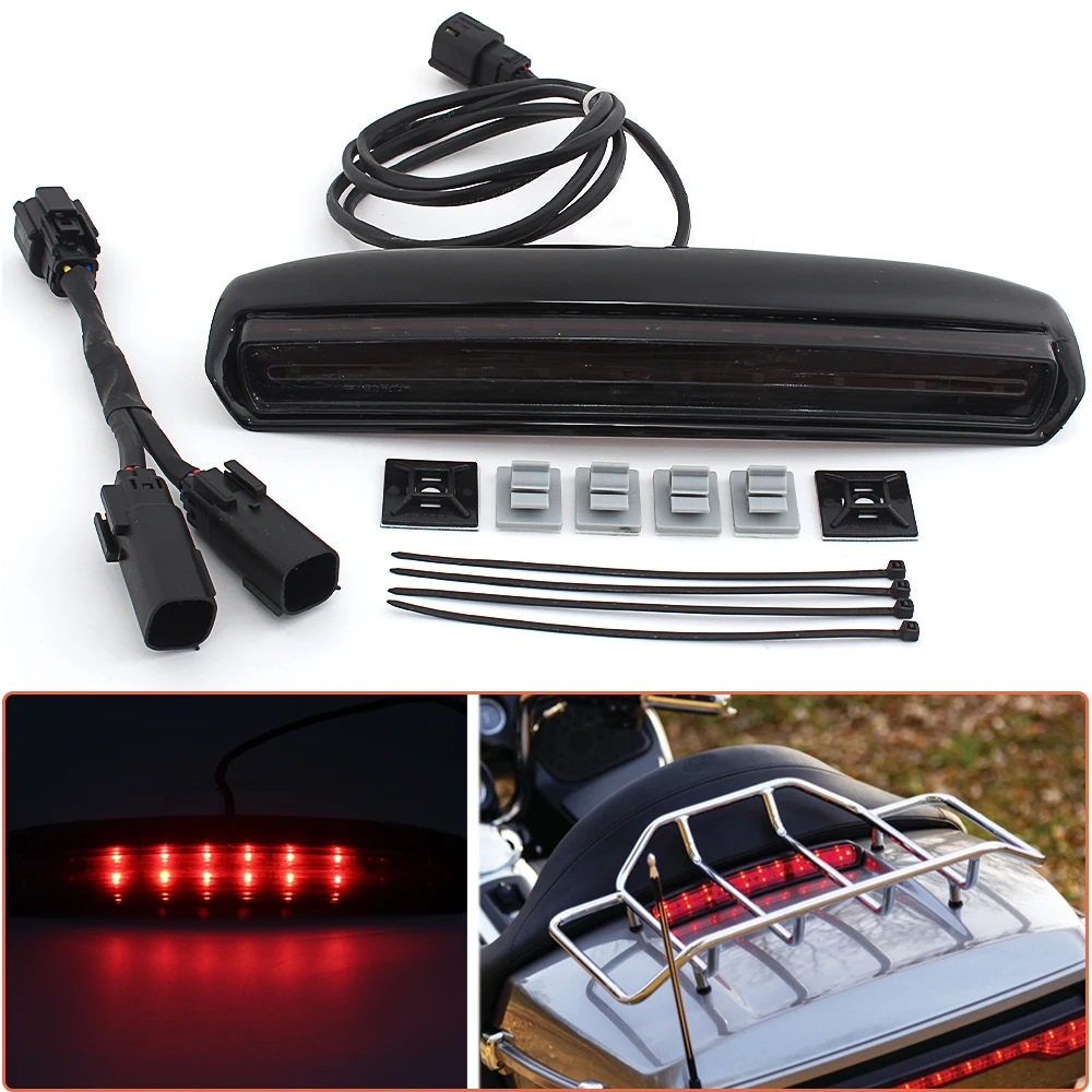 

Светодиодная лампа для Tour-Pak Light Lid Light Black Smoke Lens For Harley Electra Road Tri Glide Ultra Limited Low FLHTCU flнастоящей 2014 +