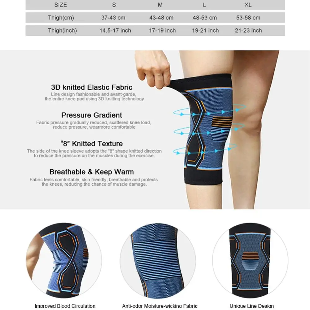 

1pc Knee Pad Wrap Breathable Sweat Absorption Nylon Knitted Compression Leg Warmer Protector Sports Accessories