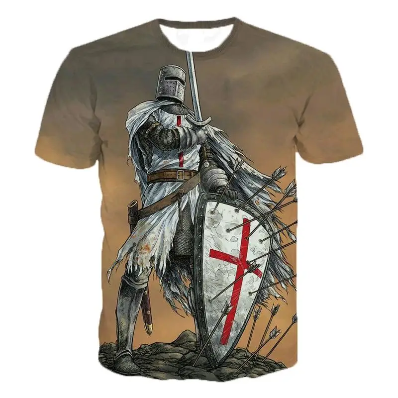 

Knight Templar 3D Printing O-neck T-shirt Men's Fashion Casual Short Sleeve T-shirt Knight Templar Street Wear Harajuku T-shirt