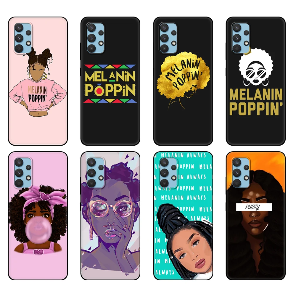 Черный чехол из термопластичного полиуретана для телефонов Samsung galaxy A32 A42 A52 A72 4g 5g S21 PLUS ultra задняя крышка меланина попсовое
