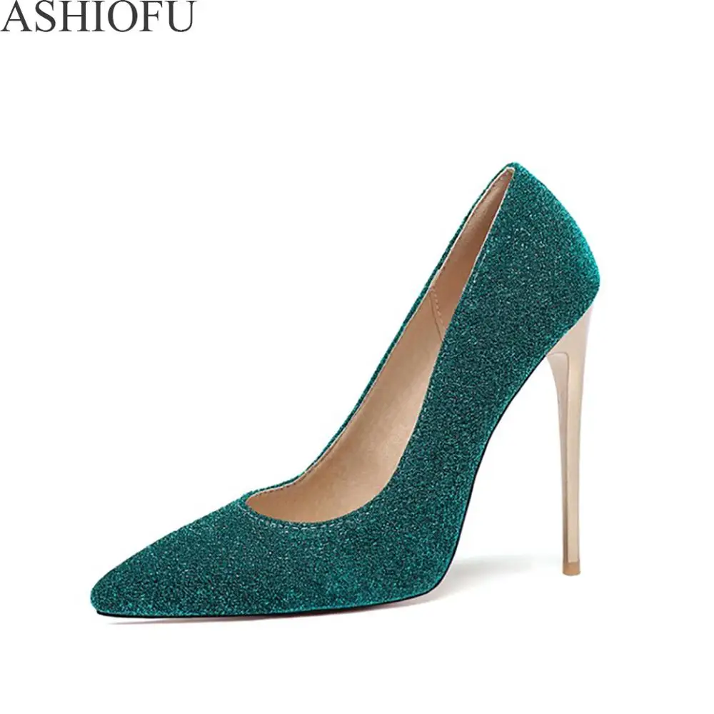 

ASHIOFU Handmade Ladies Super Heel Pumps Slip-on Pointy Party Office Dress Shoes Large Size Fashion Club Evening Court Shoes