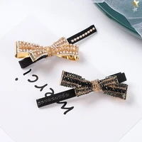 shiny rhinestone pearl bow barrettes hairpins elegant crystal women bridal gem hair accessories clips clamps