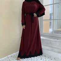 abayas for women dubai belt lace hijab clothes muslim girls clothes muslim women tracksuit jilbeb femme musulman 1 piece cm158