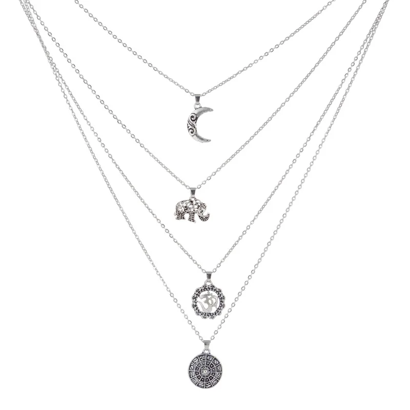 Новый многослойный с украшением в виде кристаллов лунные ожерелья и кулоны для