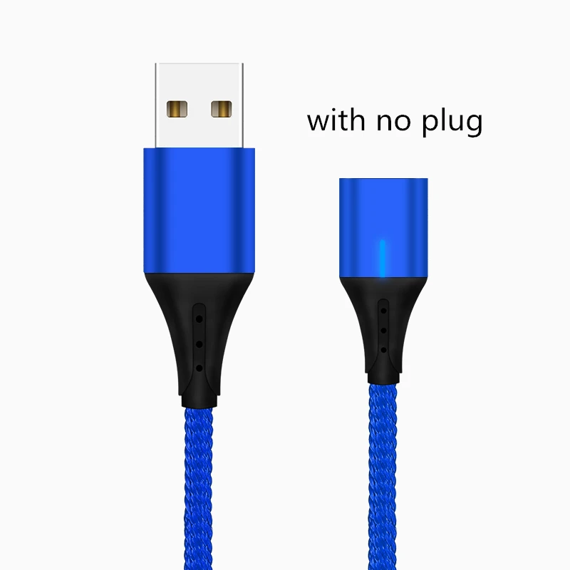 Blue No Plug Магнитный кабель 3A Micro usb type C кабель передачи данных для быстрой зарядки для iPhone XS MAX XR 8 7 Plus SAMSUNG S10+ S9 для XIAOMI Mi9 MIX3 2S - Цвет: Blue No Plug