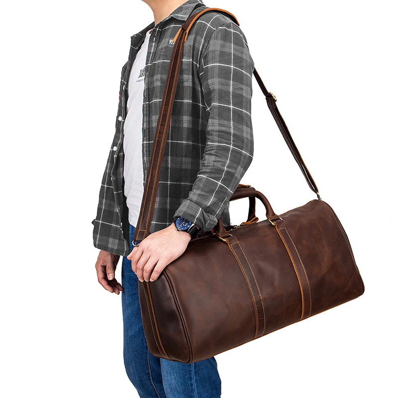 Дорожные спортивные сумки из натуральной кожи для мужчин мягкие натуральные