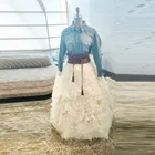 Женская фатиновая юбка цвета слоновой кости с оборками, пышная юбка макси для вечеринки, бальная юбка