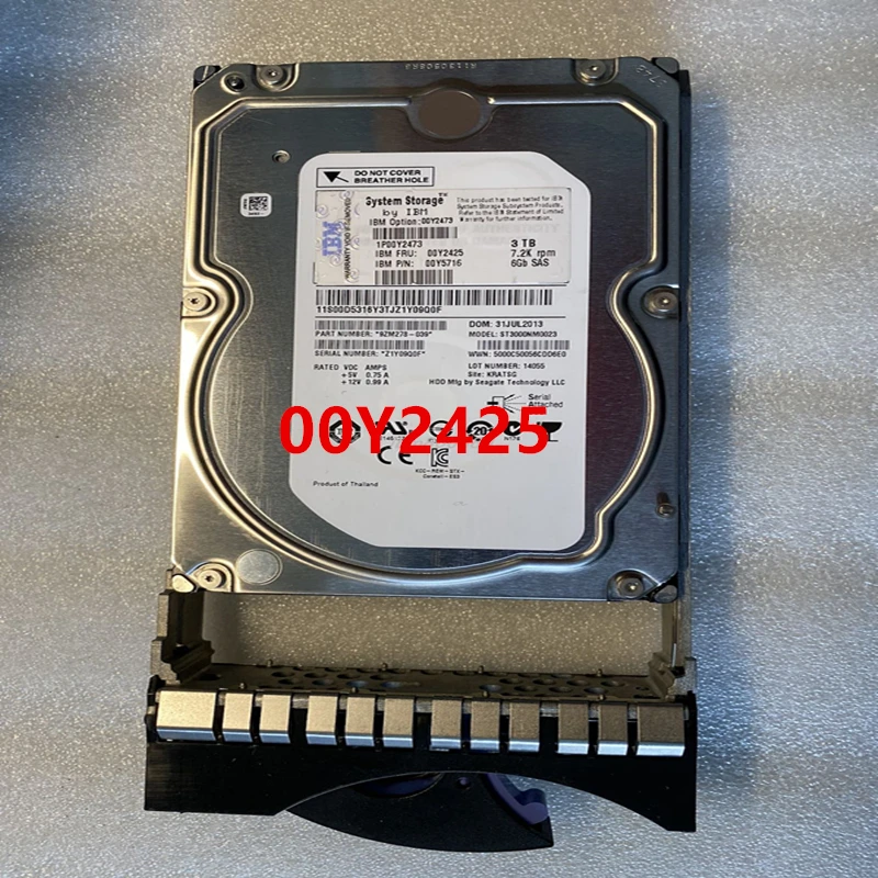 

Original New HDD For IBM V3500 V3700 3TB 3.5" SAS 64MB 7200RPM For Internal Hard Disk For Server HDD For 00Y2425 00Y2473 00Y5716