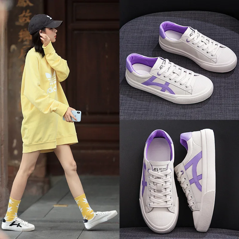 

Women Shoes Flat Platform Genuine Leather Lace-Up Round Toe Casual Sneakers Running White Shoes for Ladies, Girls, Students