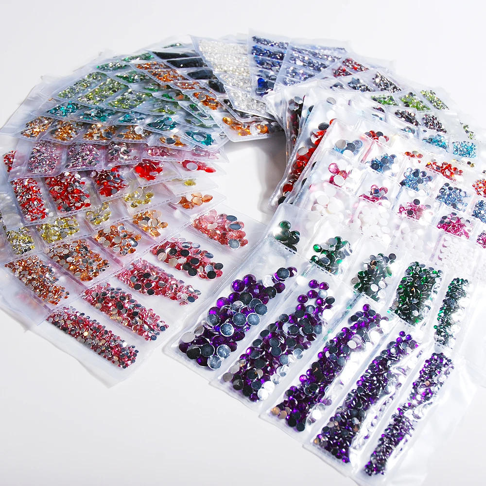 Стразы с плоским основанием разных размеров для дизайна ногтей 1000 шт./лот 2 3 4 5 6