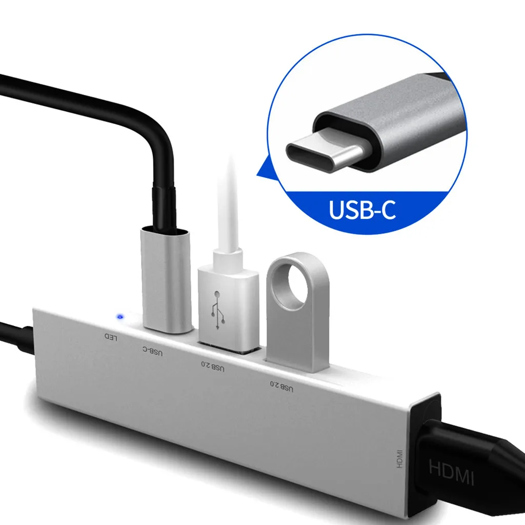 Адаптер USB Type C к HDMI цифровой AV мультипортовый концентратор USB3.1 адаптер PD зарядное