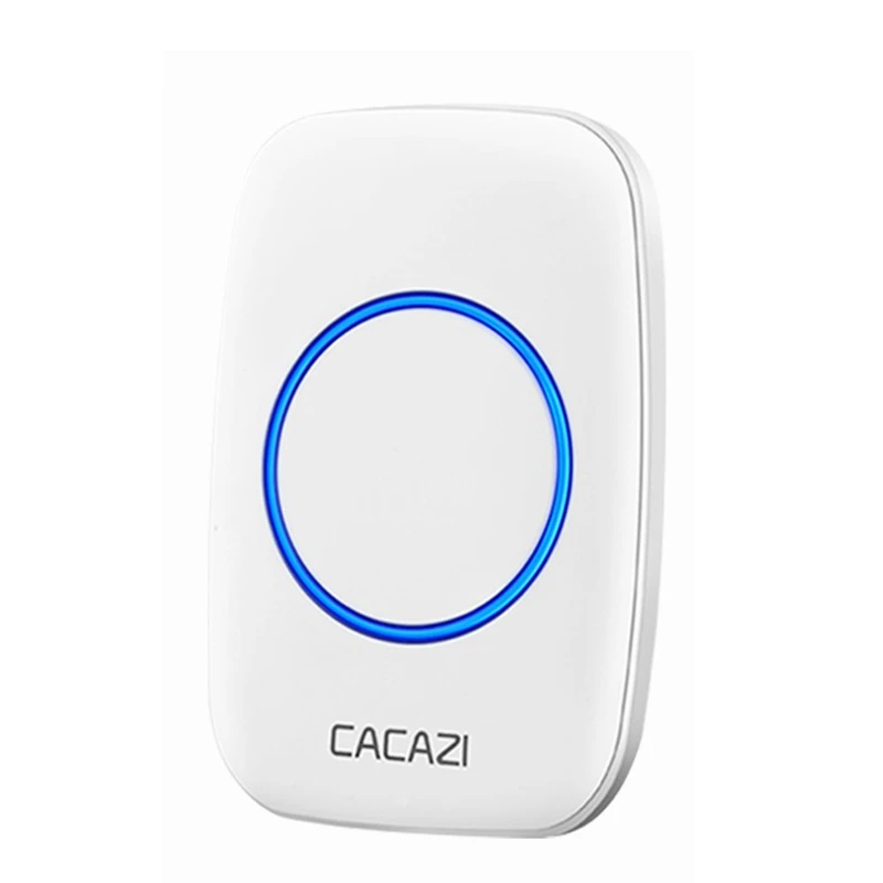 white receiver CACAZI беспроводной без батареи требуется дверной звонок с автономным питанием 3 передатчика США ЕС Великобритании AU Plug 1 приемник Умный домашний звонок - Цвет: white receiver