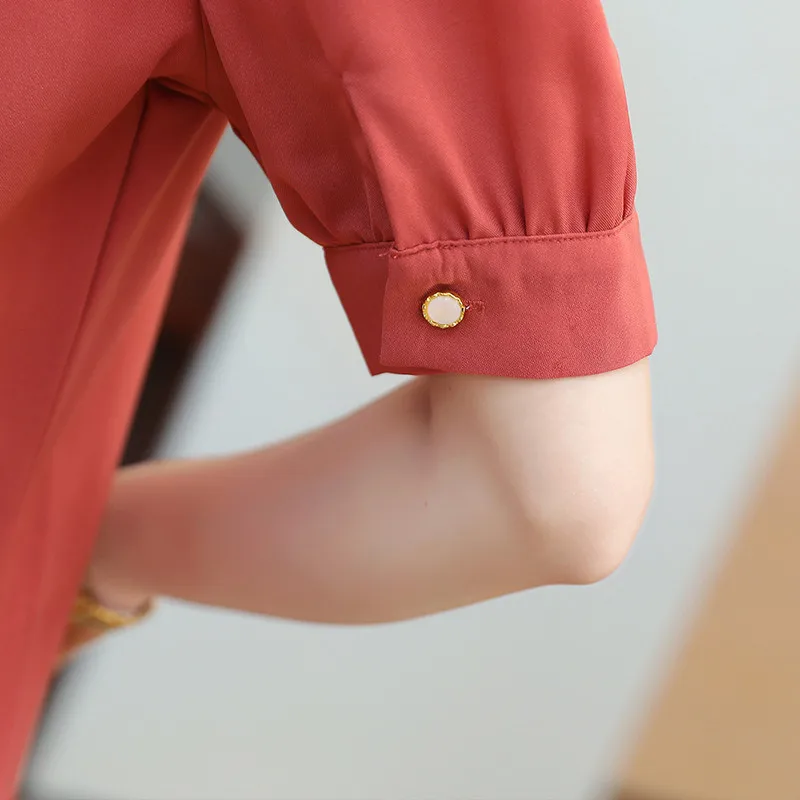 Женская шифоновая рубашка-топ с коротким рукавом размеры до 4XL | одежда