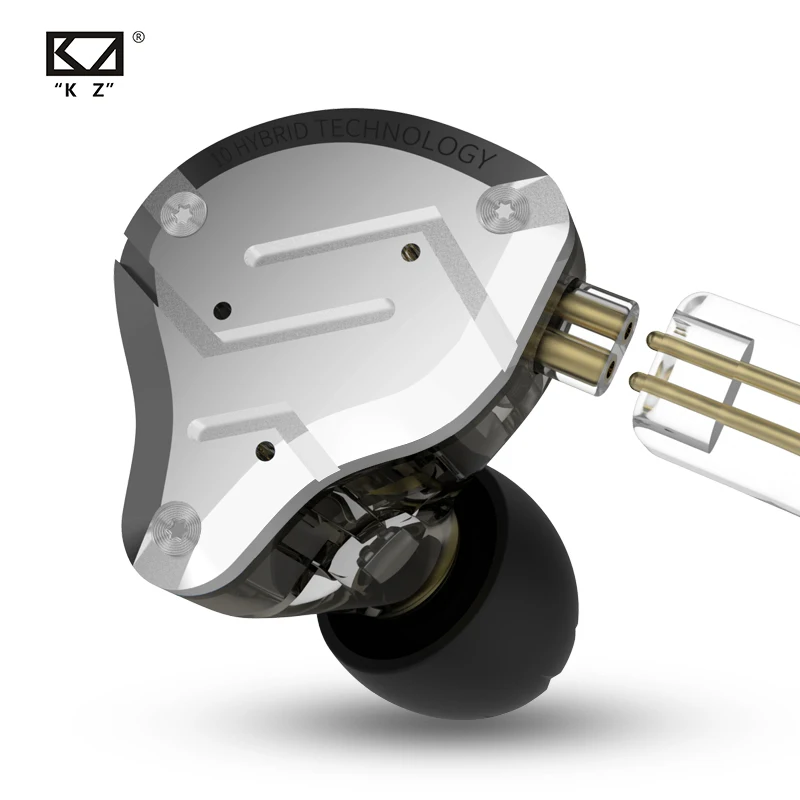Наушники вкладыши KZ ZS10 Pro золотистого цвета 4BA + 1DD гибридные с 10
