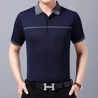 2021 new middle aged mens summer short sleeved polo shirt mens casual knitwear ice silk business dad summer mens wear