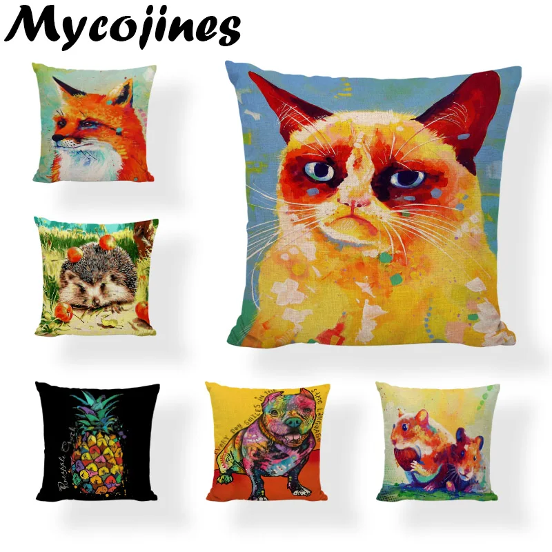 Высокое качество брызги чернил серии собака наволочка Бульдог кролик Лев Ежик