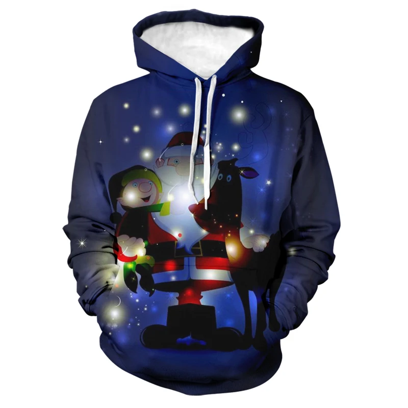 

Мужская и Женская толстовка с капюшоном и принтом Санта Клауса