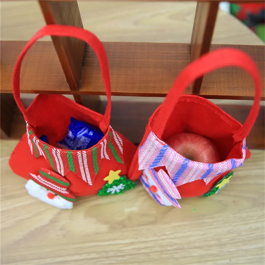 Рождественские подарочные сумки для детей из хлопка с изображением Санта Клауса