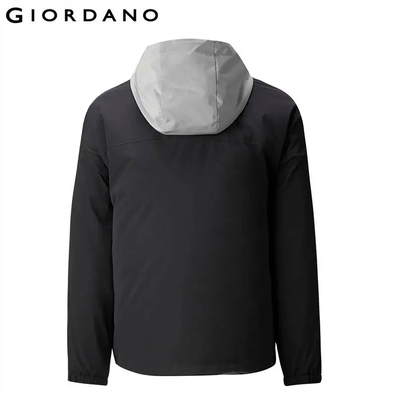 Мужская куртка с капюшоном Giordano ветрозащитная контрастной сетчатой подкладкой и
