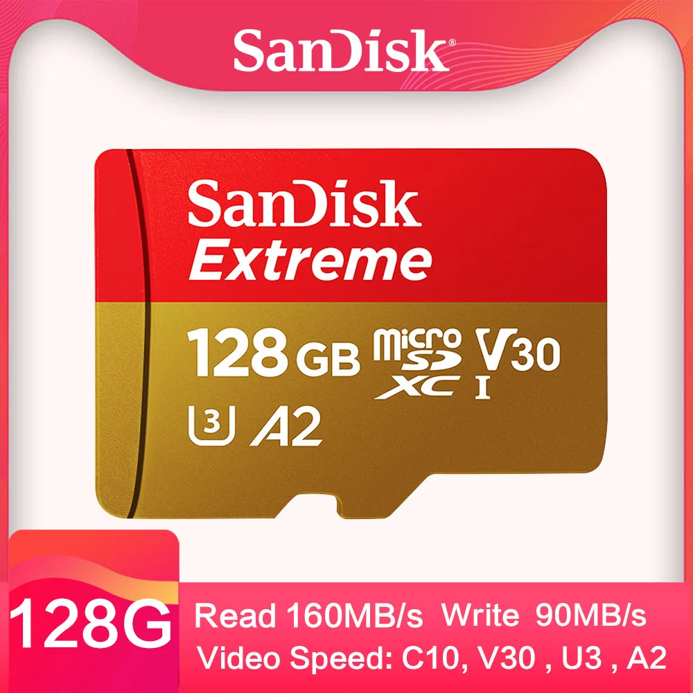 SDSQXA1-128G SanDisk Extreme microSDXC 32 Гб 64 Гб 128 ГБ 256G класс 10 microSD TF карта Поддержка официальной проверки C10 V30 U3 - Емкость: SDSQXA1-128G