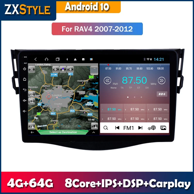 

Автомагнитола на Android 10,0, мультимедийный видеоплеер, навигация GPS для Toyota RAV4 Rav 4 2005-2013, головное устройство 2din