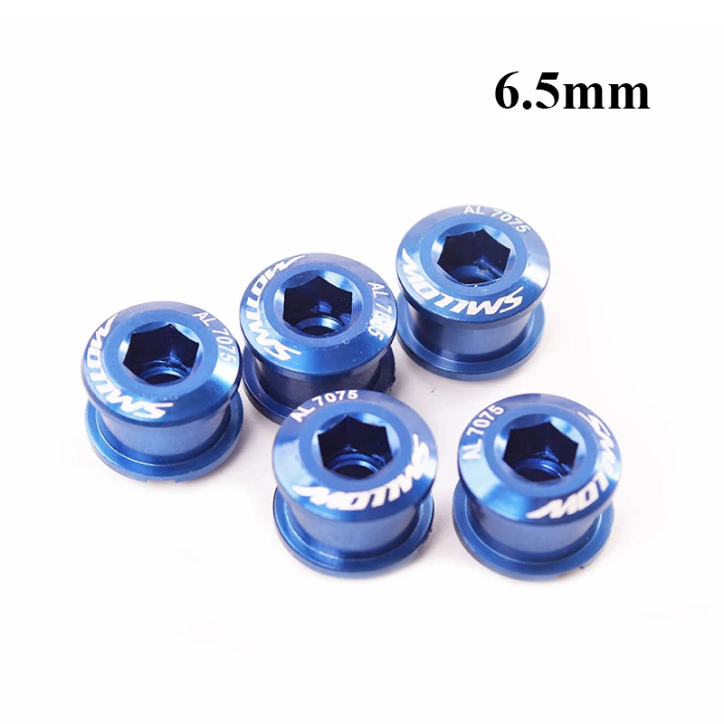 5PCS-Blue-6.5mm 5 шт. болты для велосипедных цепей одинарные/двойные/трехскоростные винты для велосипедных кривошипов и цепных колец MTB Аксессуары для велосипеда - Цвет: 5PCS-Blue-6.5mm