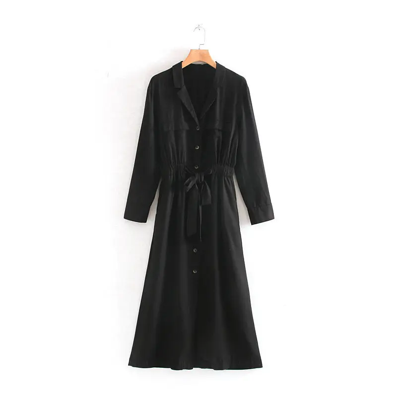 2019 new winter women long-sleeved shirt pocket decorative collar dress -27 139 |
