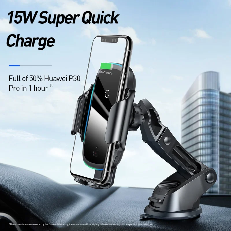Baseus Car Phone Holder Wireless Charger Mobile Smartphone Support 15W Qi Charging Cell Stand Cellphone Bracket | Автомобили и