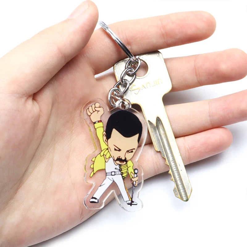 Акриловые брелки для ключей Freddie Mercury Band мультяшный держатель крутой жест