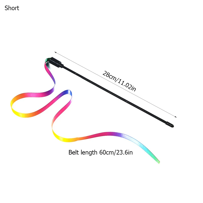 

1PC Cat Interactive Toys Teasing Stick Cute Funny Rainbow Stripe Rod Teaser Wand Plastic Pet Throwing Toys Stick Cat Supplies