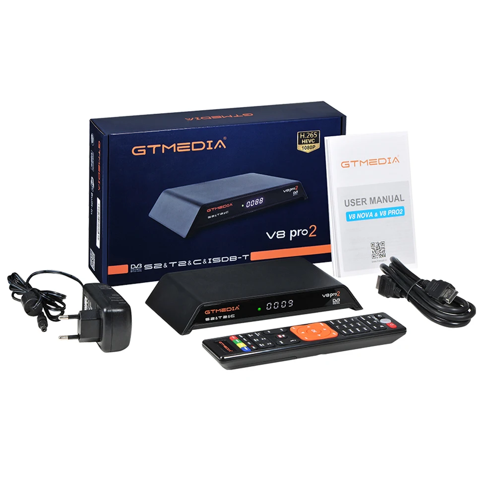 Приемник спутникового сигнала V8 Pro2 DVB S2/S2X + DVBT2/ISDBT кабель обновленная версия