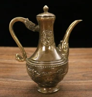 archaize brass tibetan dragon pattern wine pot home decorations crafts statue