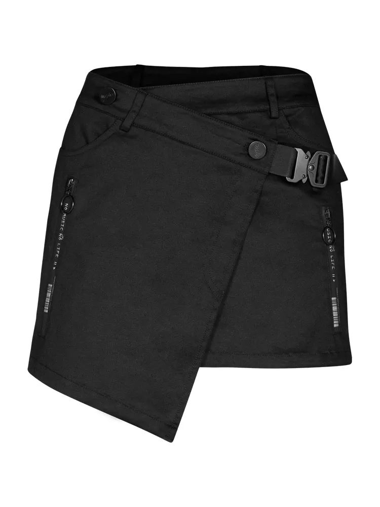 Панк рейв нерегулярные личности уличный ветер Асимметричная юбка черная Рабочая