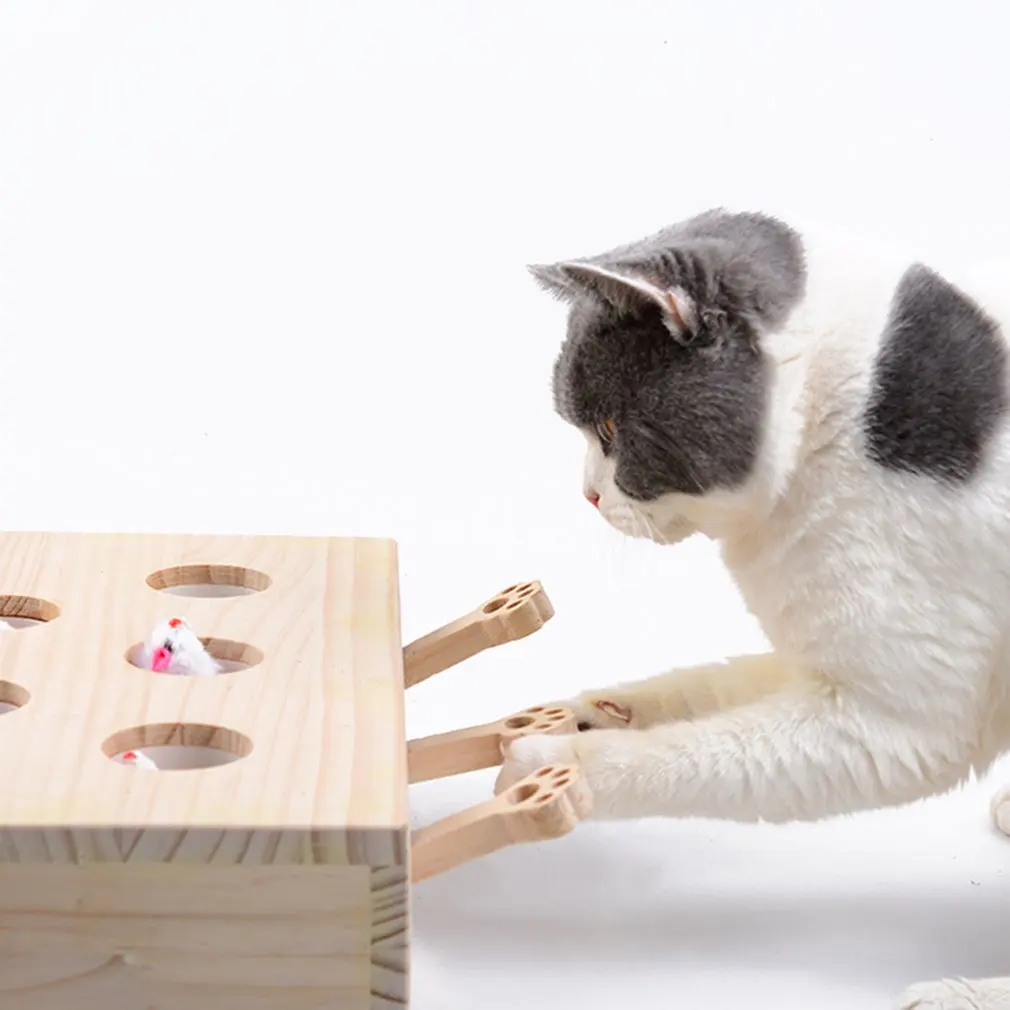 Новая распродажа твердые деревянные игрушки для кошек пазл интерактивные хомяк