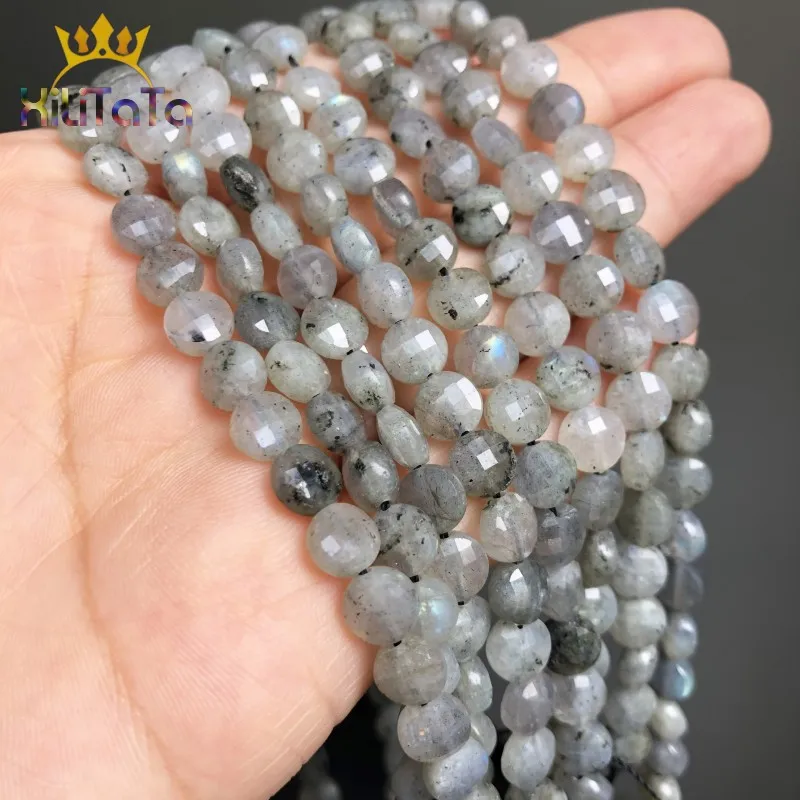 6*6mm Natural Faceted Stone Beads Grey Labradorite Round Loose For Jewelry Making DIY Bracelet Ear Studs Accessories 15'' |