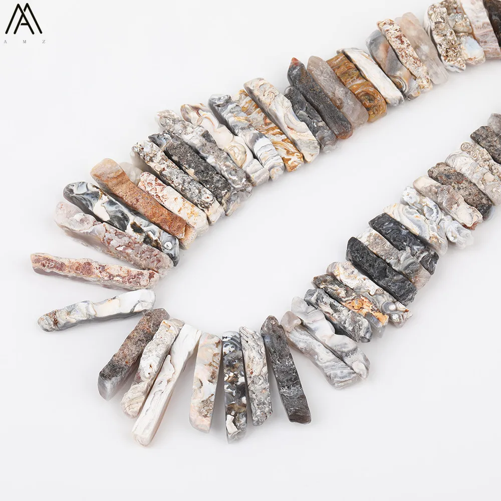

Faceted Natural Agates Stone Point Beads Pendant Necklace,Graduated Slice Slab Agates Stone Beads Jewelry Strands FZ-66AMEJ